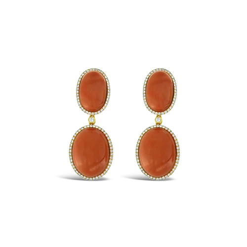 crystal stud earrings for women -Coral & Diamond Dangle Earrings