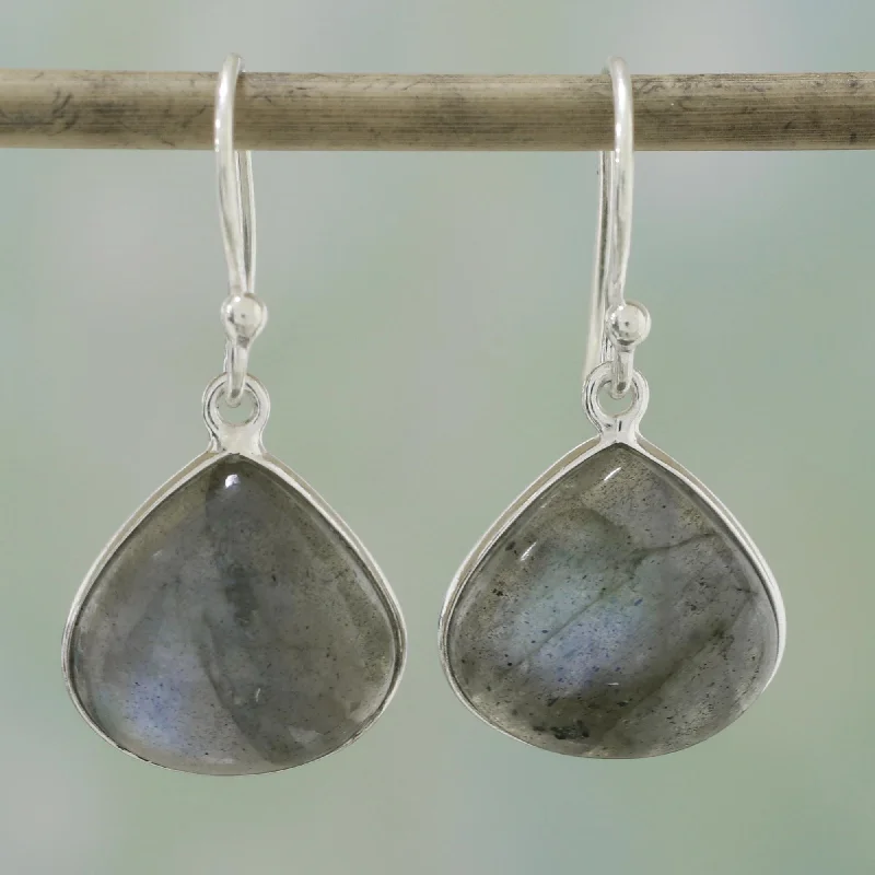 pearl stud earrings for women -Dancing Soul Labradorite Silver Dangle Earrings