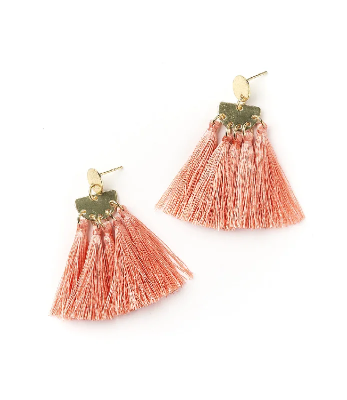 crystal-encrusted stud earrings for women -Danu Earrings - Lush Coral