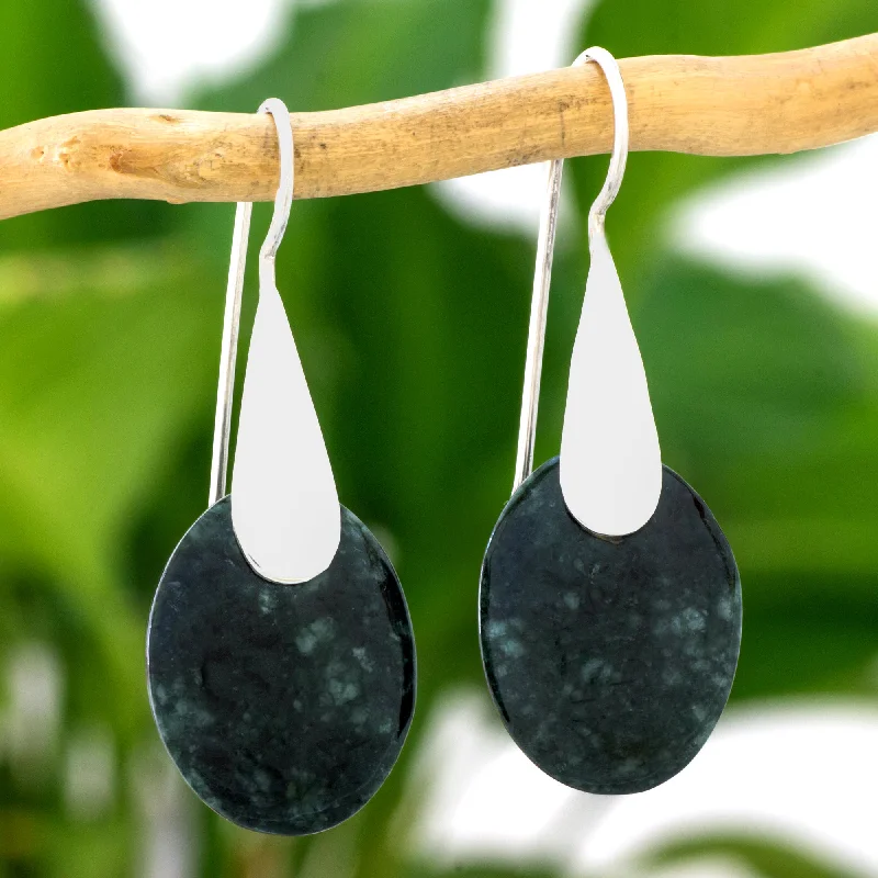 oval stud earrings for women -Dark Maya Jungle Jade Dangle Earrings