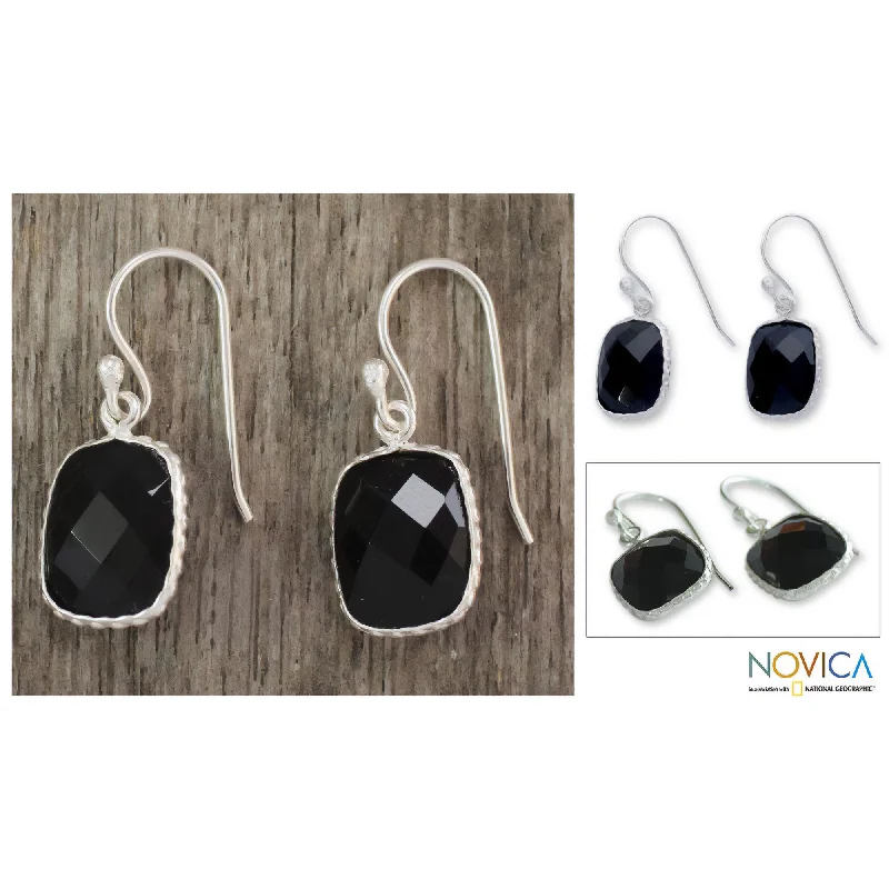 sterling silver stud earrings with diamonds -Delhi Darkness Sterling Silver Earrings