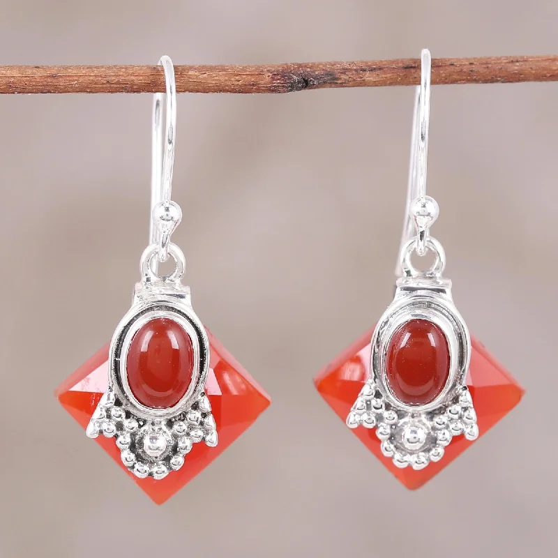 personalized silver stud earrings for women -Delhi Sunset Multi-Gem Carnelian Earrings