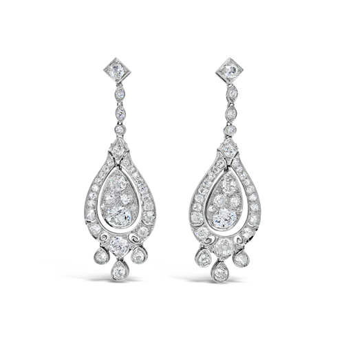 sapphire stud earrings for women -Diamond Chandelier Estate Earrings