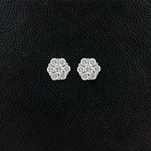 heart-shaped stud earrings for women -Diamond Cluster Earrings