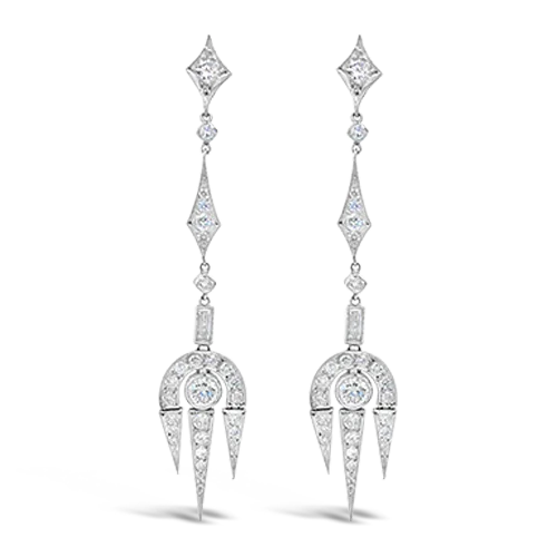 diamond stud earrings for women -Diamond Dangle Estate Earrings