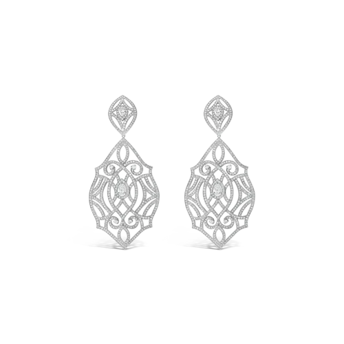 chic stud earrings for weddings -Diamond Dangle Lace Earrings