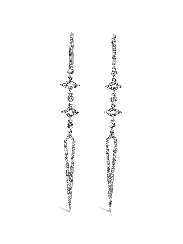 custom letter stud earrings for women -Diamond Dangle Sword Earrings