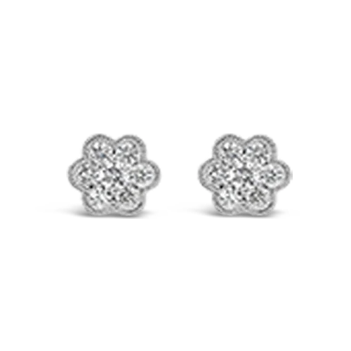 heart-shaped stud earrings for kids -Diamond Flower Earrings