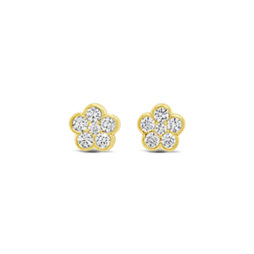 bold stud earrings for fashion lovers -Diamond Flower Earrings