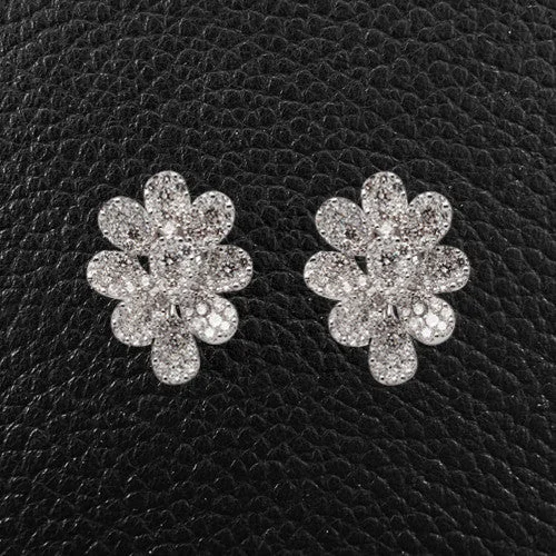 small stud earrings for teens -Diamond Flower Earrings