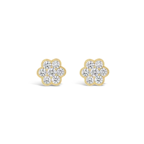 statement stud earrings for women -Diamond Flower Earrings