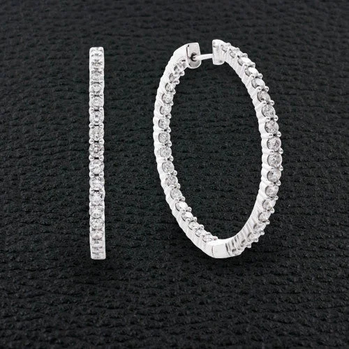 large stud earrings for special occasions -Diamond Hoop Earrings