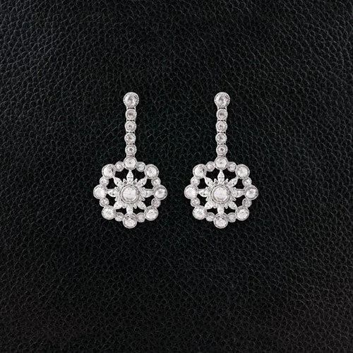 designer stud earrings for women -Diamond Sunburst Dangle Earrings