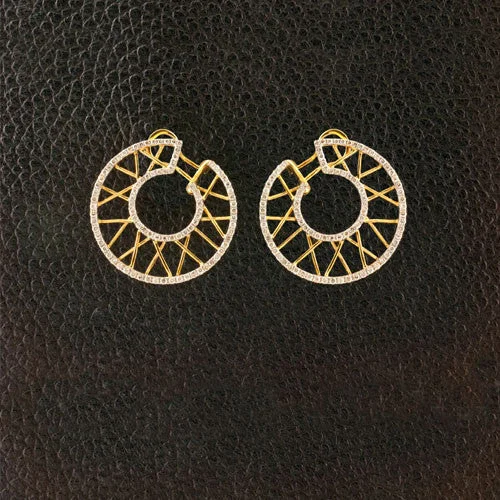 gold stud earrings for everyday wear -Diamonds in Round Design Earrings