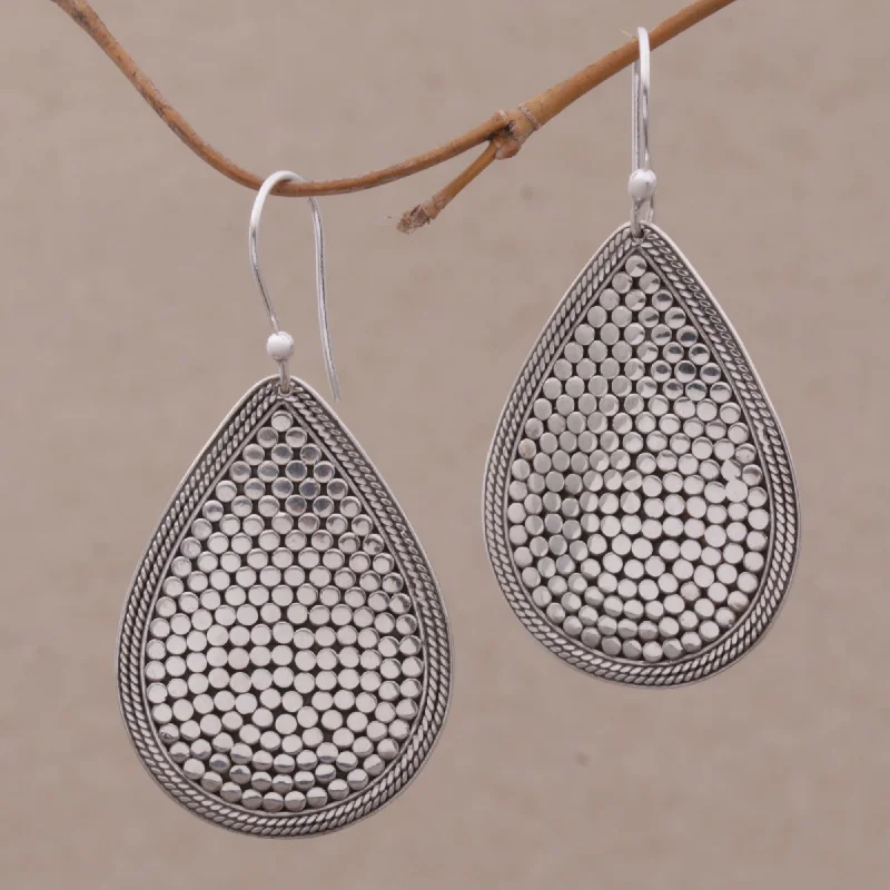 vintage-inspired stud earrings for women -Disco Party Sterling Silver Teardrop Dangle Earrings from Indonesia