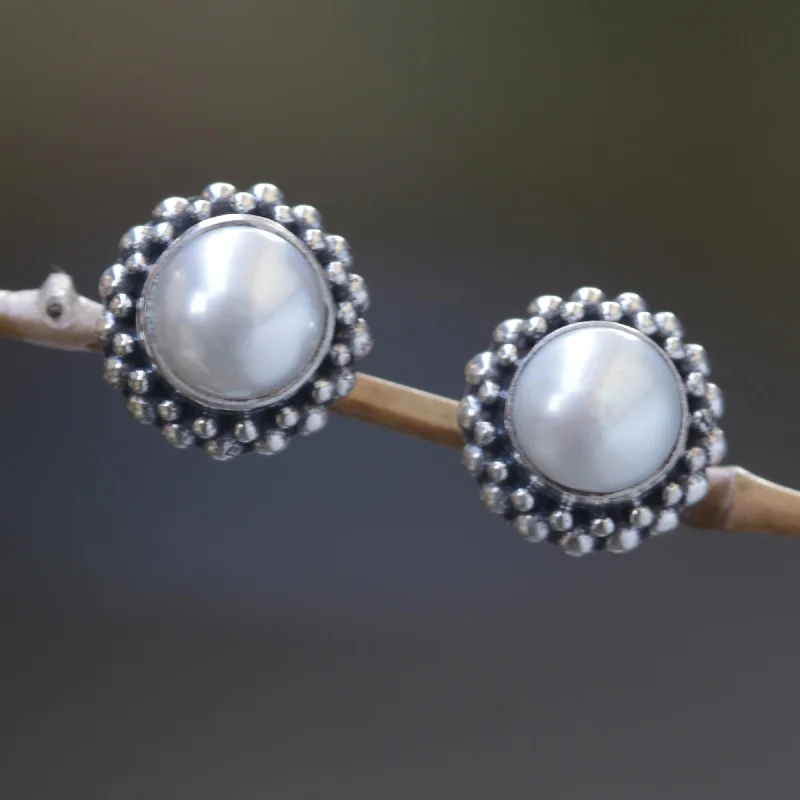 men’s silver stud earrings for formal wear -Discretion Freshwater Pearl Stud Earrings