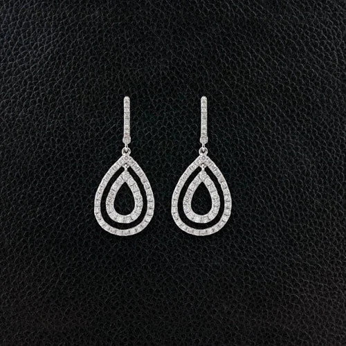 fancy stud earrings for fashionistas -Double Teardrop Diamond Earrings