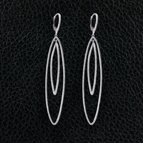 small stud earrings for daily wear -Elongated Oval Dangle Earrings