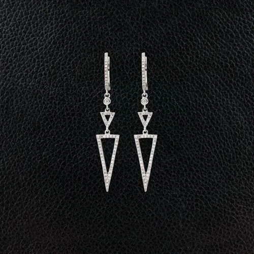 stylish stud earrings for girls -Elongated Triangle Diamond Dangle Earrings