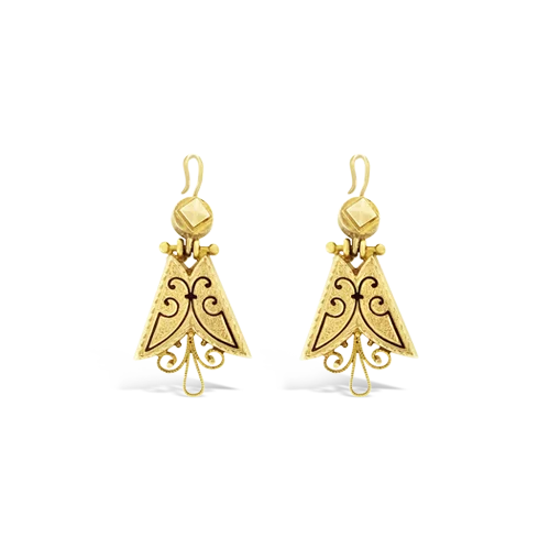 diamond stud earrings for brides -Gold Antique Earrings