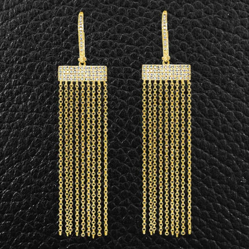 men’s gold stud earrings -Gold & Diamond Fringe Earrings