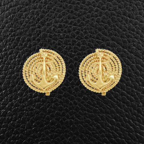 glamorous stud earrings for evening wear -Gold Estate Anchor Earrings