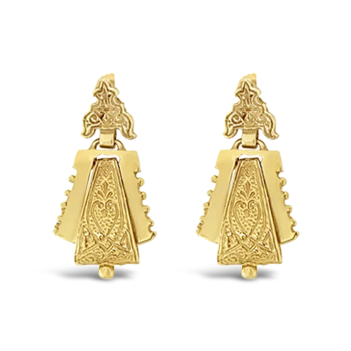 stud earrings for wedding guests -Gold Etched Estate Earrings