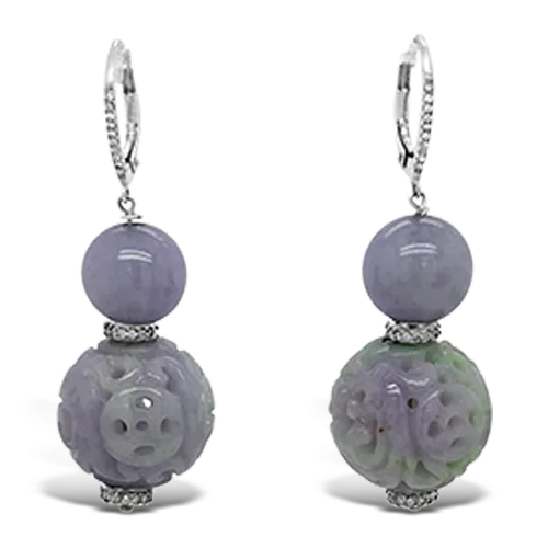 heart-shaped stud earrings for kids -Lavender Jade Dangle Earrings