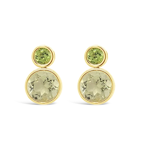 rose gold stud earrings with crystals -Lemon Quartz & Peridot Earrings