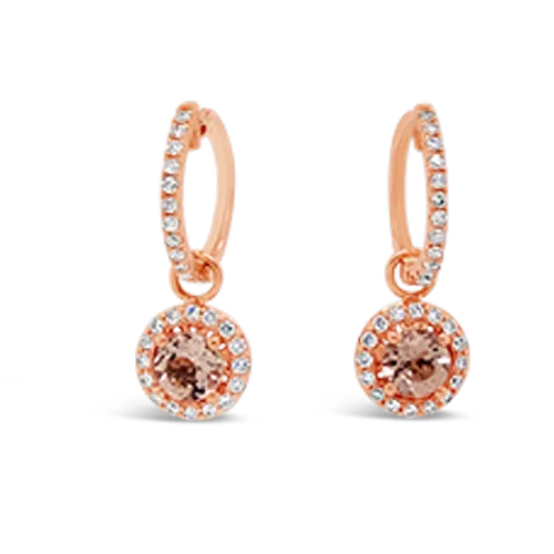 yellow gold stud earrings for women -Morganite & Diamond Earrings