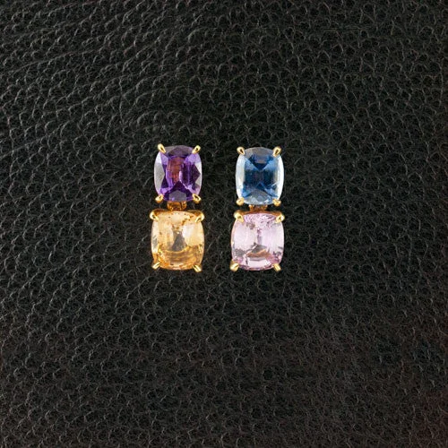 diamond stud earrings for evening events -Multi-color Sapphire Earrings