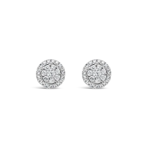 silver stud earrings for sensitive ears -Multi-Diamond Round Earrings