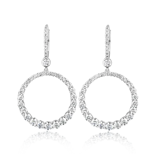 bridal stud earrings for women -Open Circle Diamond Dangle Earrings