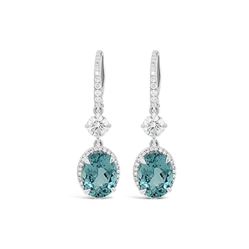 gold stud earrings for women with diamonds -Paraiba Tourmaline & Diamond Earrings