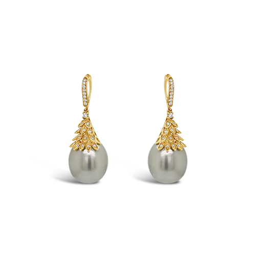 personalized silver stud earrings for women -Pearl & Diamond Drop Earrings