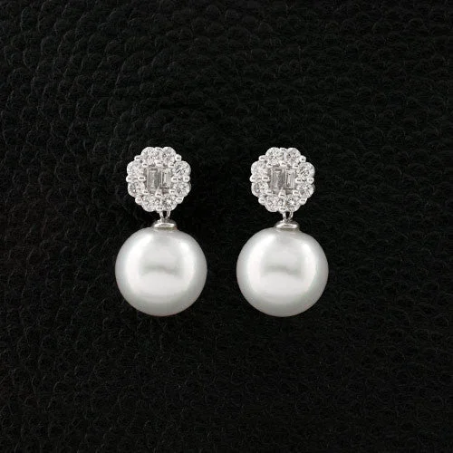 stylish stud earrings for girls -Pearl & Diamond Earrings