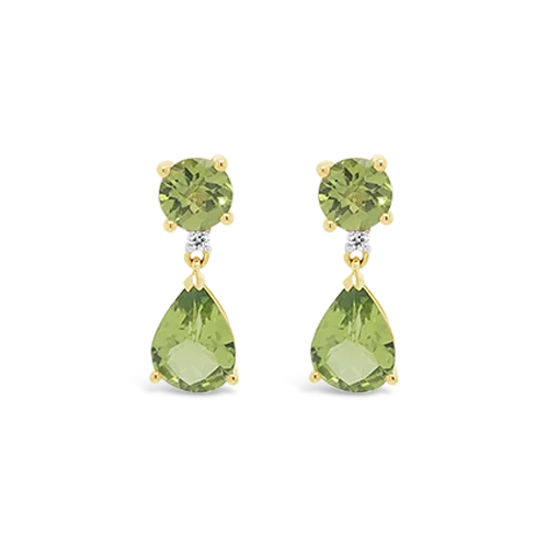 classic gold stud earrings for women -Peridot & Diamond Dangle Earrings