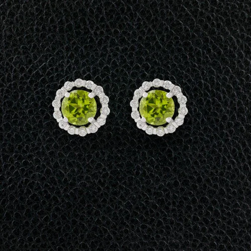 trendy crystal stud earrings for women -Peridot & Diamond Earrings