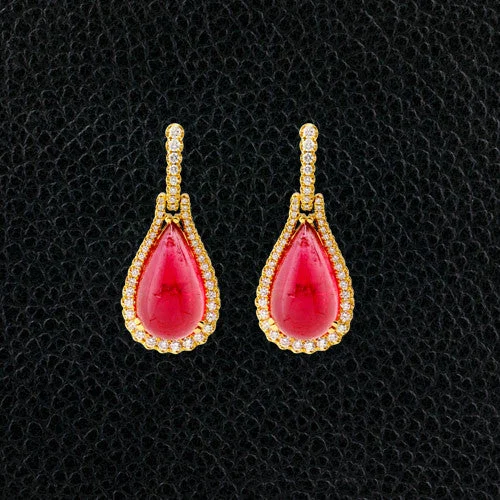 men’s gold stud earrings -Pink Tourmaline & Diamond Earrings