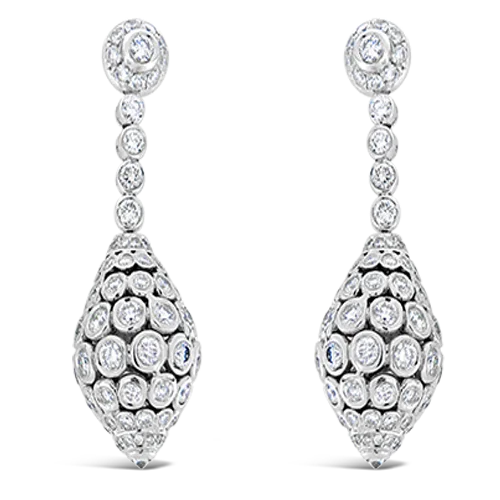 flower-shaped stud earrings for women -Round Top Diamond Drop Earrings