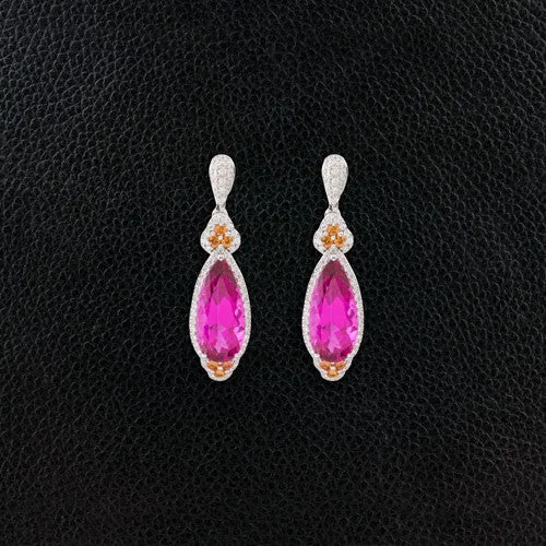 sterling silver stud earrings for men -Rubellite & Orange Sapphire Earrings