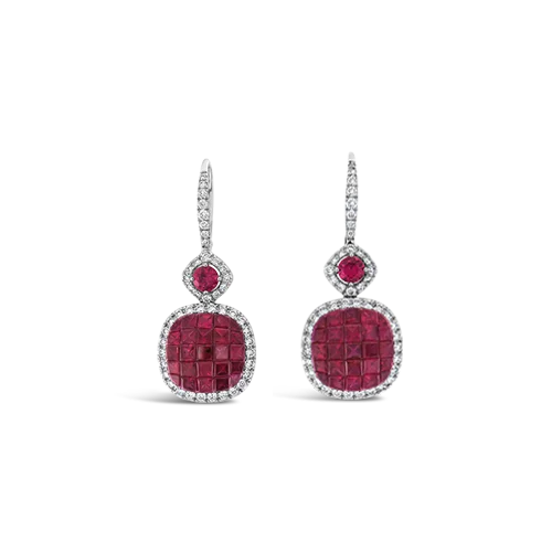 emerald stud earrings for women -Ruby & Diamond Dangle Earrings