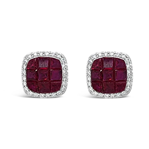 handmade gold stud earrings for women -Ruby & Diamond Earrings