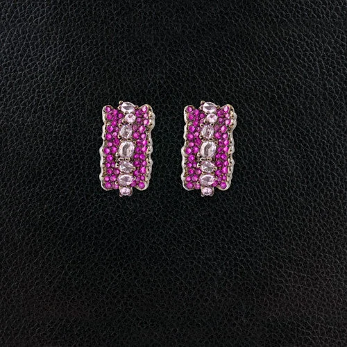 trendy gold stud earrings for women -Ruby & Pink Sapphire Earrings