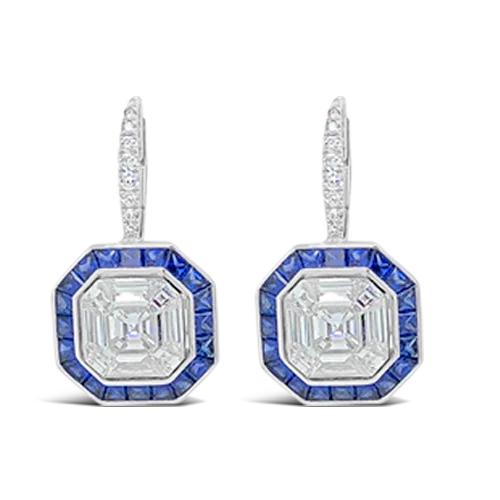 emerald stud earrings for women -Sapphire & Diamond Dangle Earrings