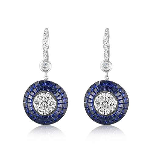 fancy crystal stud earrings for parties -Sapphire & Diamond Dangle Earrings