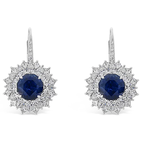 custom name stud earrings for girls -Sapphire & Diamond Dangle Earrings