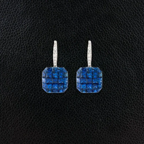 stud earrings for wedding guests -Sapphire & Diamond Earrings