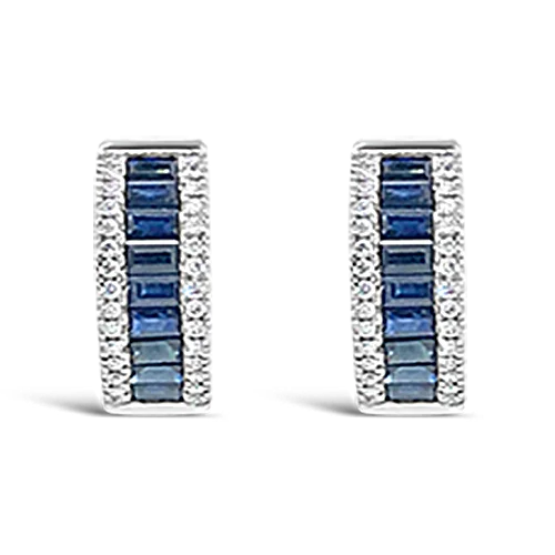 cute stud earrings for young girls -Sapphire & Diamond Huggie Hoop Earrings