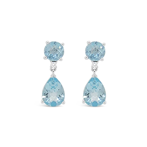 butterfly-shaped stud earrings for girls -Sky Blue Topaz & Diamond Dangle Earrings